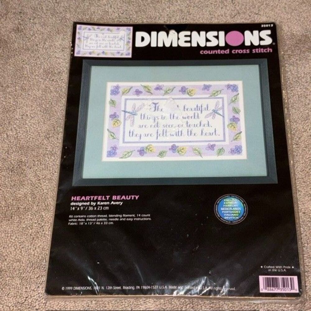 Dimensions HEARTFELT BEAUTY Counted Cross Stitch Kit 14X9 Dragonfly Love Garden
